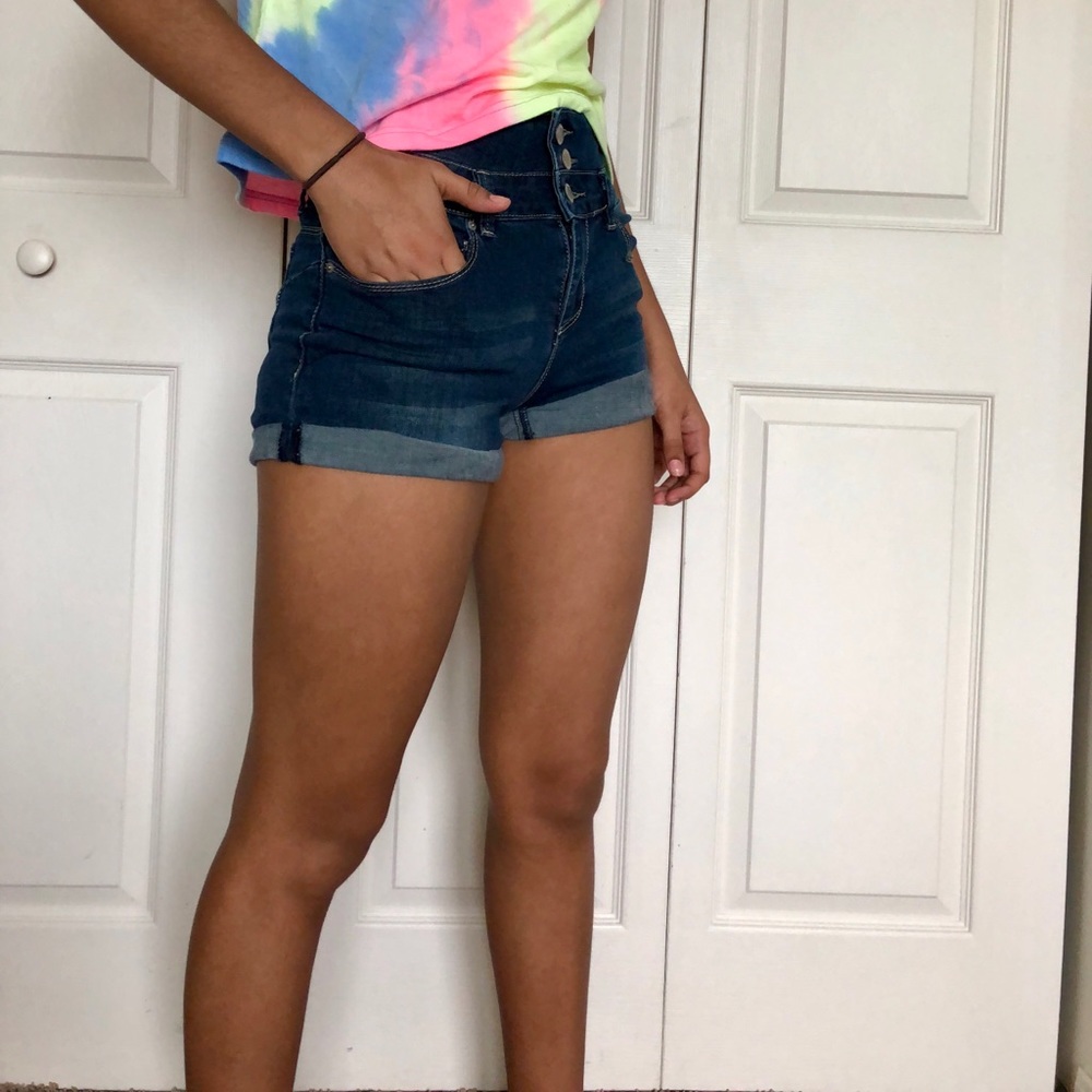 Ultra high waisted denim shorts